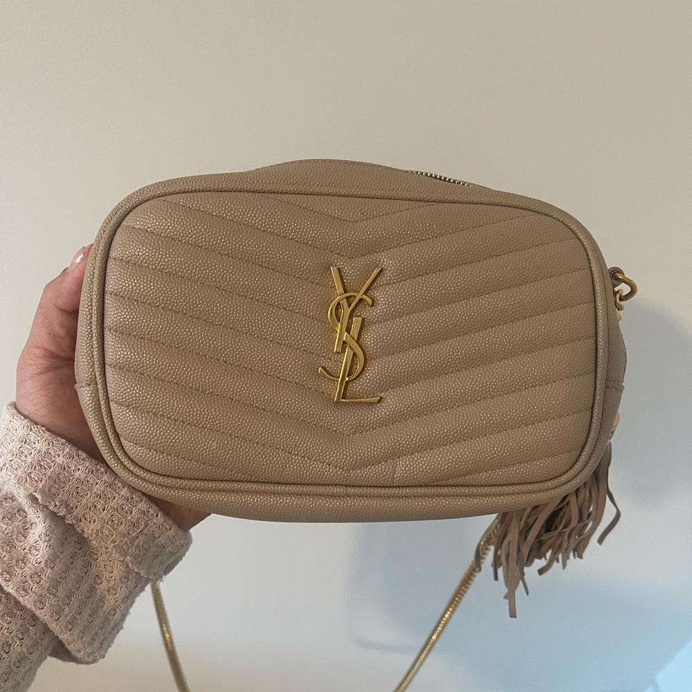 Yves Saint Laurent Beige Quilted Crossbody Bag